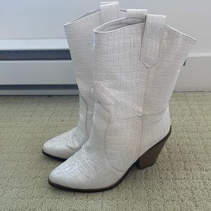 Just Fab x Jessica Simpson White Cowboy Boots